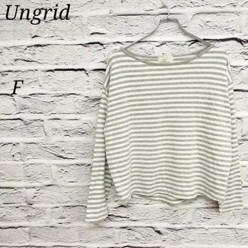 R4115//언그리드 [F] 긴팔 티셔츠 보더 그레이 x 화이트