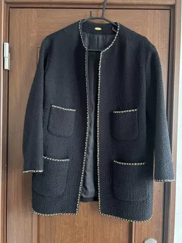 노카라 자켓 블랙 포켓 부착
