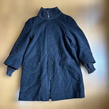 에네스베 캐시미어 혼방 울 롱 코트 옷깃 소매 리브 집업 40