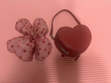 Lily brown 하트형 파우치 핑크 리본 포함
