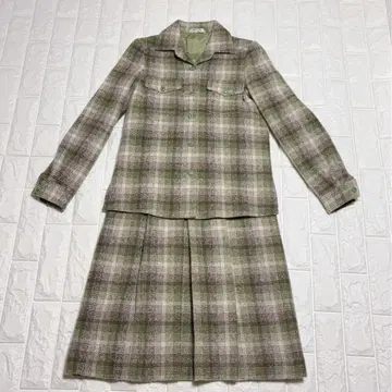 70s 빈티지 부티크 ROBE 체크 셋업 상하의 울 혼방