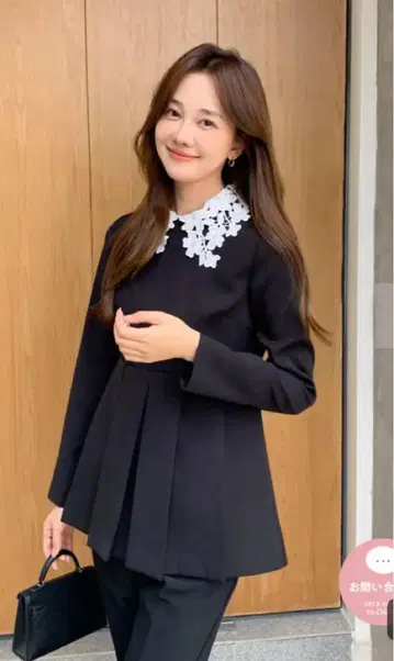 프릴 달린 옷깃 블랙 튜닉 M 사이즈 상당