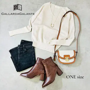 [여리여리해 보이는] GALLARDAGALANTE V넥 돌먼 니트 베이지