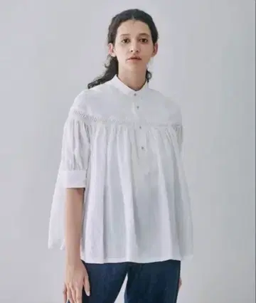 [ Scye ] 린넨 턱 블라우스 화이트 셔츠