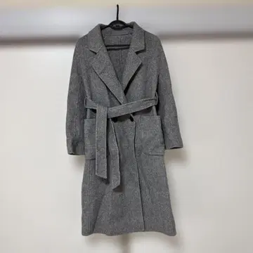 그레이 헤링본 롱 코트