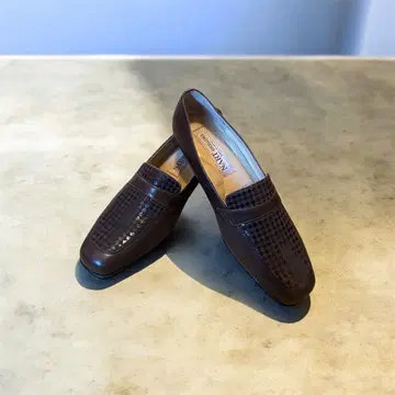 IMATI COLLECTION 뜨개질 가죽 로퍼 브라운 23cm