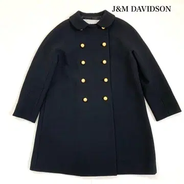 J&M DAVIDSON 더블 브레스트 울 코트 골드 버튼 블랙 둥근 카라