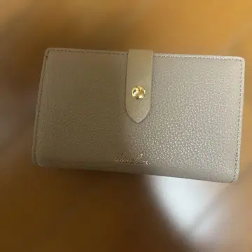 베이지 가죽 접이식 지갑 6 카드 슬롯