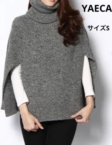 새상품급 YAECA 야에카 판초 그레이 터틀넥 사이즈 일본제