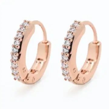 스와로브스키 로즈 골드 후프 귀걸이