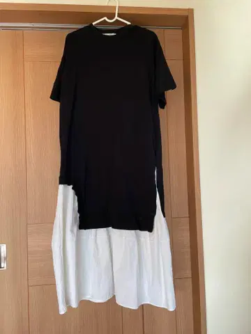 nagonstans 나곤스탠스 반팔 원피스 S 블랙 x 화이트