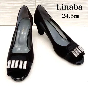 [ 거의 새상품 ] t.inaba 오픈토 크리스탈 비쥬 펌프스 24.5