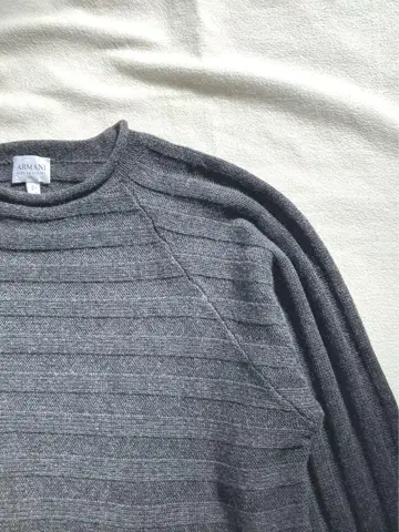 아르마니 콜레치오네 캐시미어 실크 스웨터 차콜 그레이 50