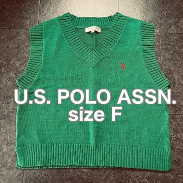 U.S. POLO ASSN. 자수 로고 니트 베스트 루즈한 사이즈