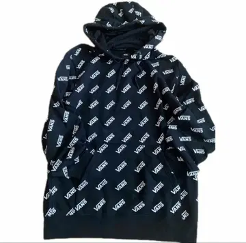 VANS 레어 올 로고 블랙 화이트 후드티 L 사이즈
