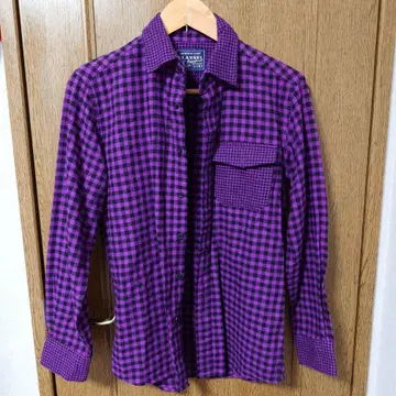 유니클로 FLANNEL 퍼플 체크 플란넬 셔츠 S