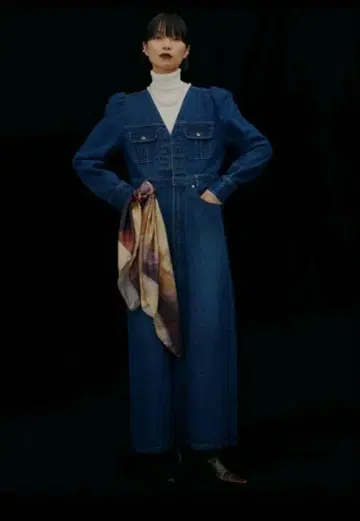 ADORABLE BACK RIBBON DENIM DRESS