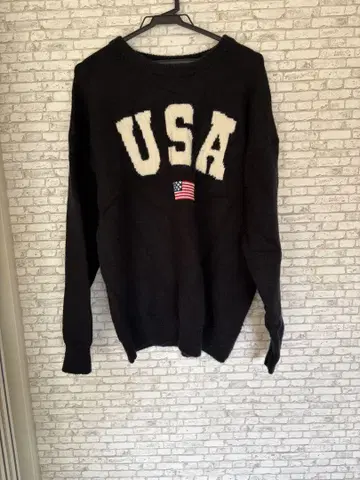 USA 로고 블랙 스웨터 XL