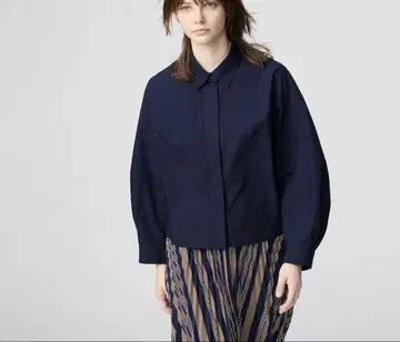 유니클로 C UNIQLO:C 코튼 코쿤 셔츠 네이비 S