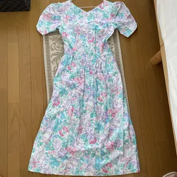 60s 꽃무늬 원피스 리본
