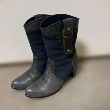 히미코 웨스턴풍 미들 부츠 24.5cm 네이비