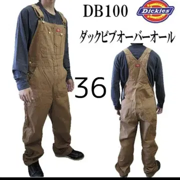 새상품 36x32 RBD 덕 오버롤 디키즈 브라운