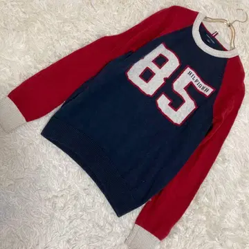 TOMMY HILFIGER 로고 니트 네이비 XS 캐주얼 번호
