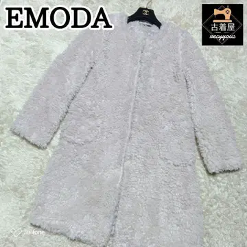 EMODA 보아 노카라 롱 코트 에모다 옅은 핑크 계열