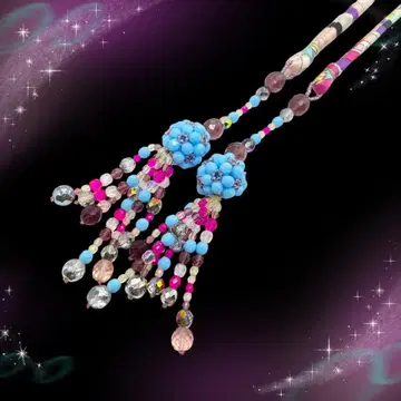 새상품급 에밀리오 푸치 목걸이 실크 비즈 멀티 컬러 상자 수납 가방 포함