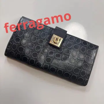 크리스마스 세일 Ferragamo 블랙 가죽 장지갑