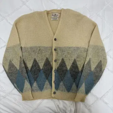 60s 아가일 모헤어 가디건 아이보리 S