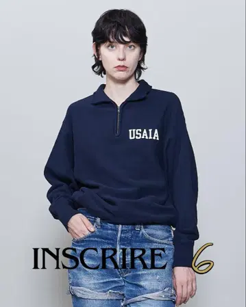INSCRIRE 하프 지퍼 맨투맨 네이비