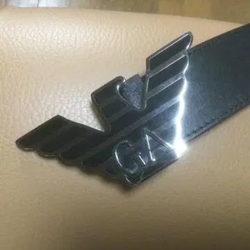 Emporio Armani 천연 가죽 벨트 실버 엠블럼