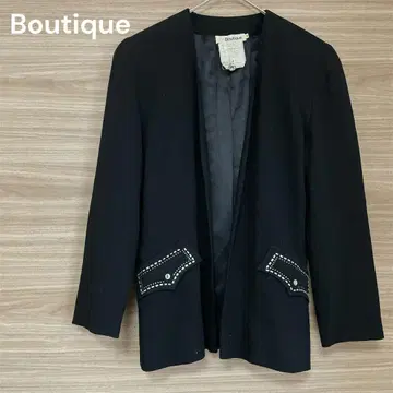Boutique [ 38/M ] 블랙 노카라 자켓 비쥬 프랑스