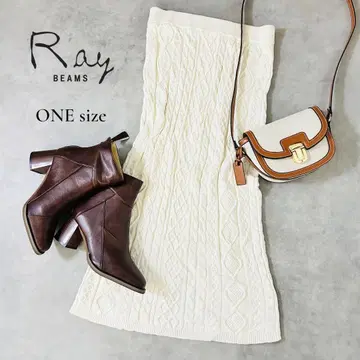 Ray BEAMS 케이블 짜임 니트 스커트 아이보리 S~M 상당