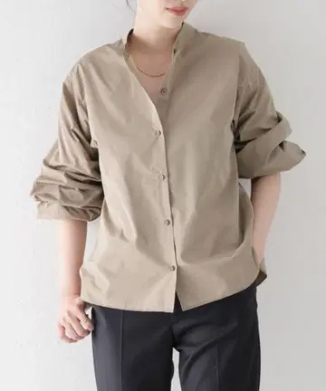 plage 2WAY classic taffeta 셔츠 베이지 일본제
