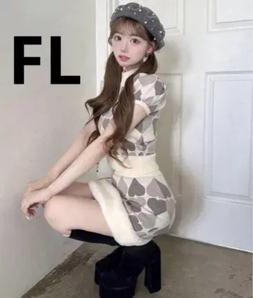Darich 아가일 하트 체크 니트 셋업