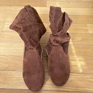 브라운 스웨이드 니하이 부츠