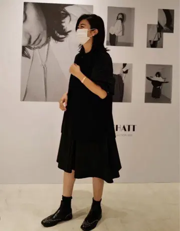 MACHATT 리본 턱 셔츠 드레스 BLK