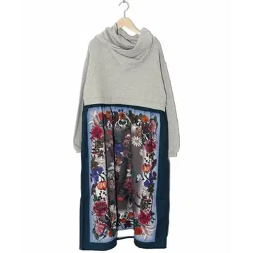 이즈스칼라 543249 가을 스카프 패턴 맨투맨 원피스 멜란지 그레이