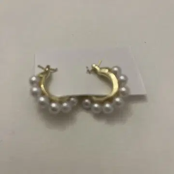 골드 펄 후프 귀걸이