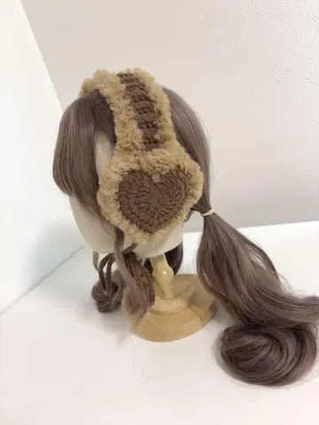 하트 브라운 귀도리 핸드메이드