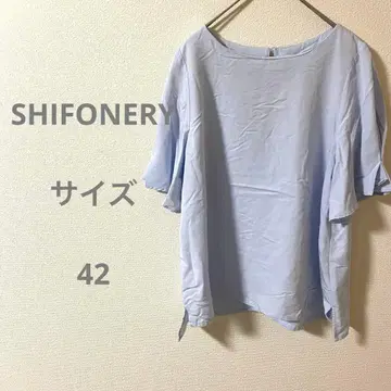 SHIFONERY 스카이블루 반팔 셔츠 블라우스 빅 사이즈 루즈한 사이즈