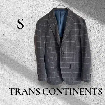 컨디션 최상 [트랜스 컨티넨츠] 체크 자켓 다크 브라운 본절단 S