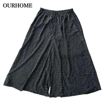 ourhome 여유로운 플레어 와이드 팬츠 도트 무늬