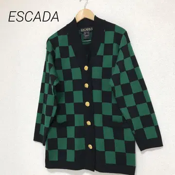 ESCADA 에스카다 체크 무늬 가디건 골드 버튼