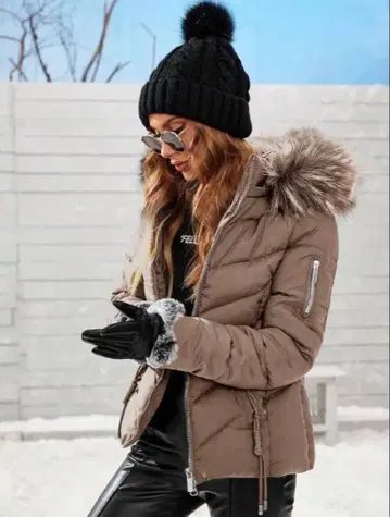 SHEIN 베이지 퍼 다운 재킷