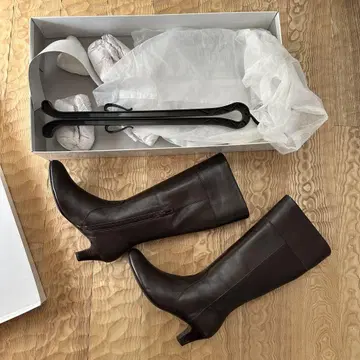 새상품 히미코 다크 브라운 가죽 롱 부츠