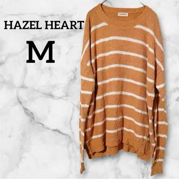 새상품급 HAZEL HEART 오렌지 화이트 보더 니트 [ M ]