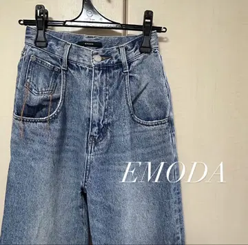 EMODA 루즈 와이드 하이웨스트 청바지